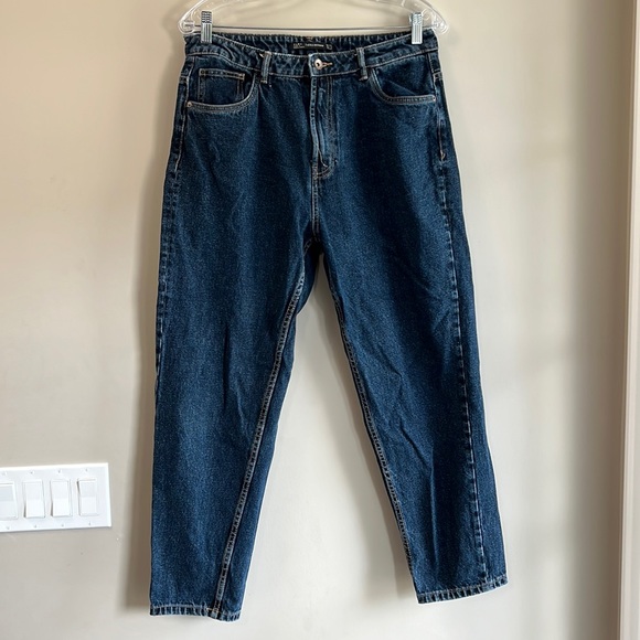 Zara Trafaluc Denimwear High Waisted Baggy Dark Jeans size 10 - Picture 3 of 11